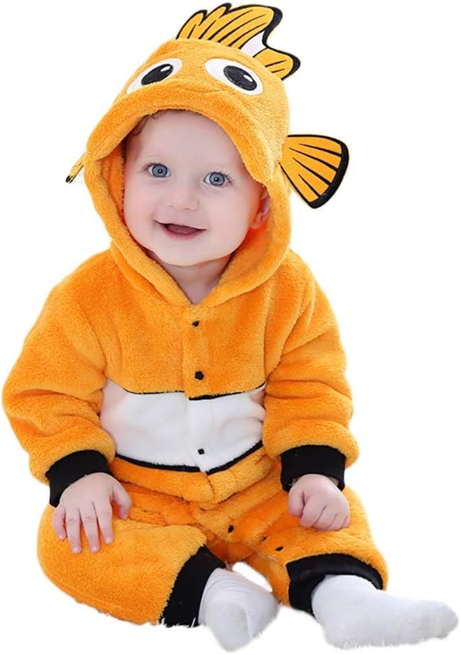 Kiddo Kouture: Unisex Baby Flannel Romper Animal Onesie Costume Hooded Cartoon Outfit Suit