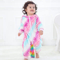 Kiddo Kouture: Unisex Baby Flannel Romper Animal Onesie Costume Hooded Cartoon Outfit Suit
