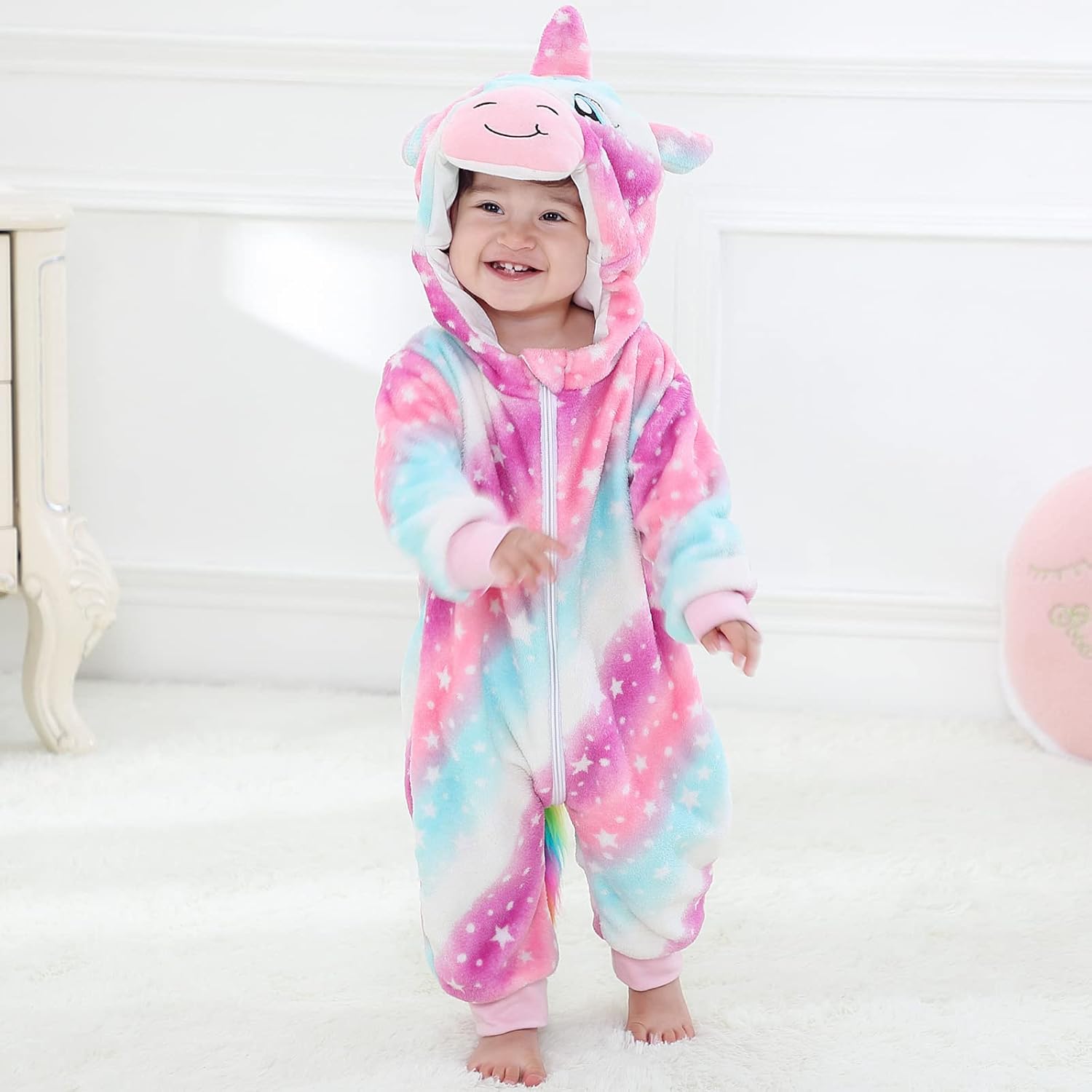 Kiddo Kouture: Unisex Baby Flannel Romper Animal Onesie Costume Hooded Cartoon Outfit Suit