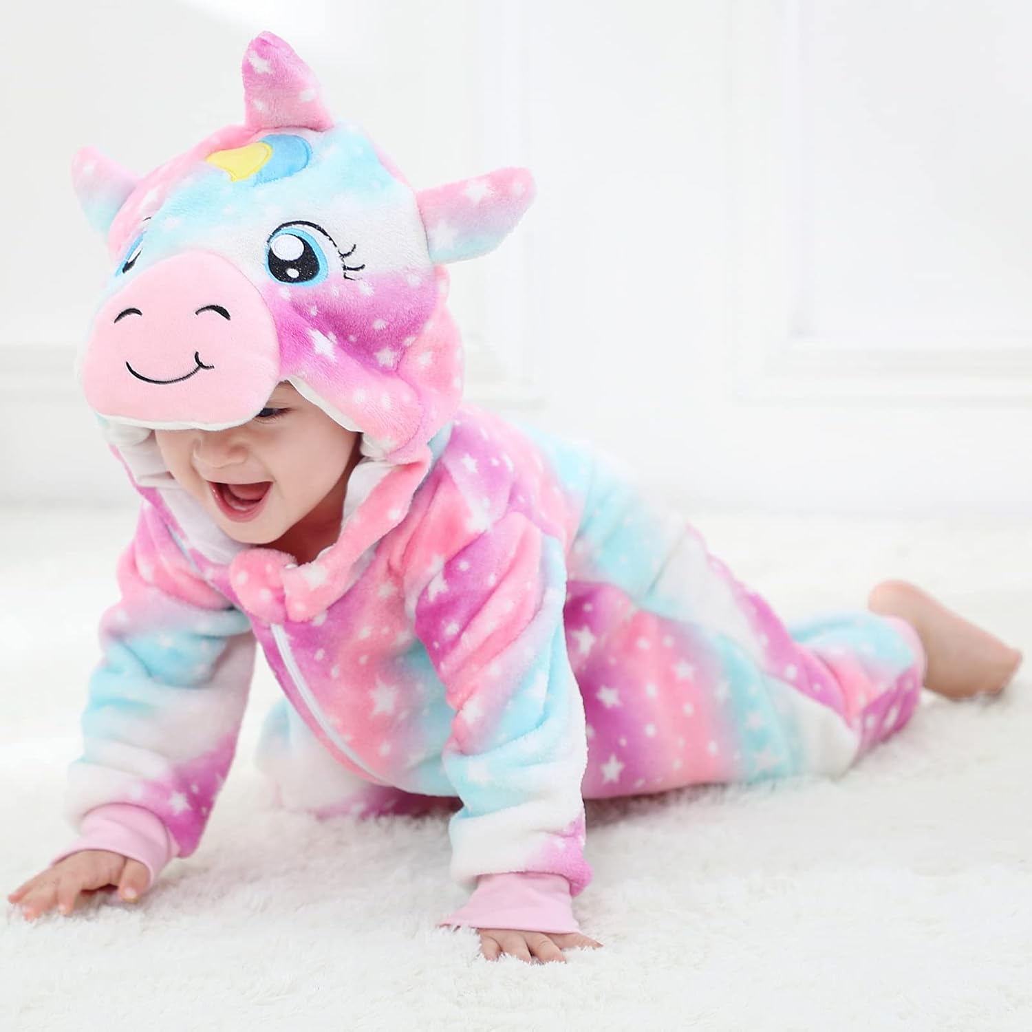 Kiddo Kouture: Unisex Baby Flannel Romper Animal Onesie Costume Hooded Cartoon Outfit Suit