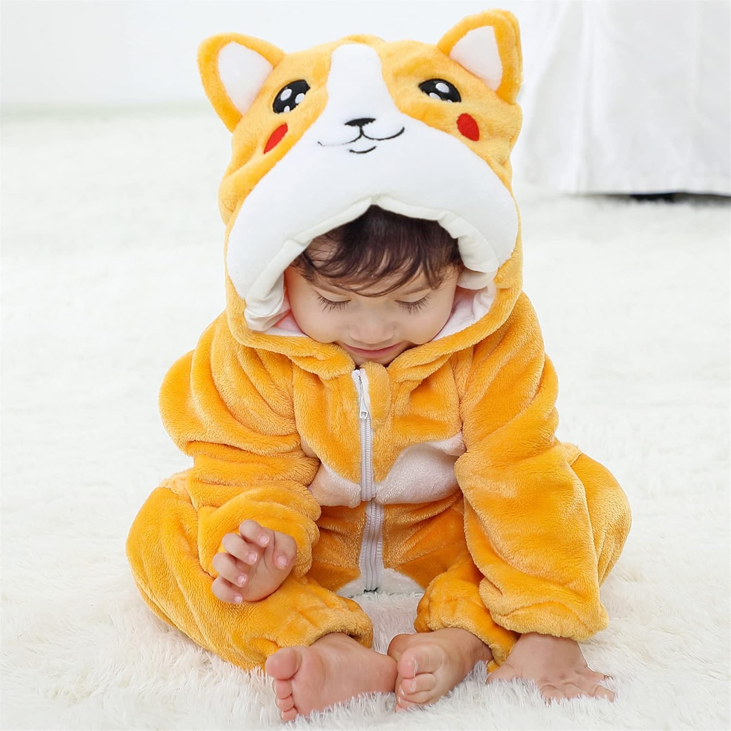 Kiddo Kouture: Unisex Baby Flannel Romper Animal Onesie Costume Hooded Cartoon Outfit Suit