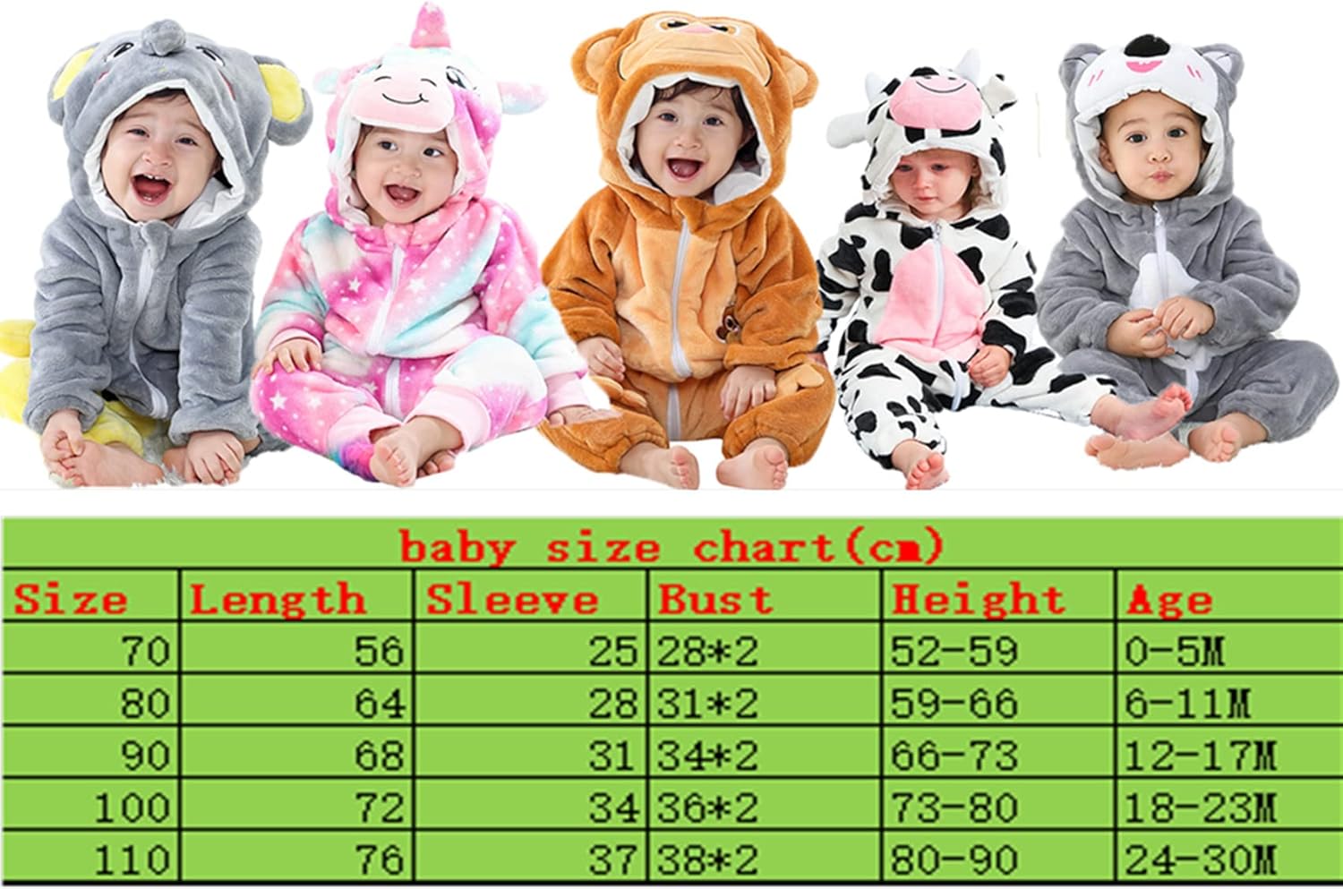 Kiddo Kouture: Unisex Baby Flannel Romper Animal Onesie Costume Hooded Cartoon Outfit Suit